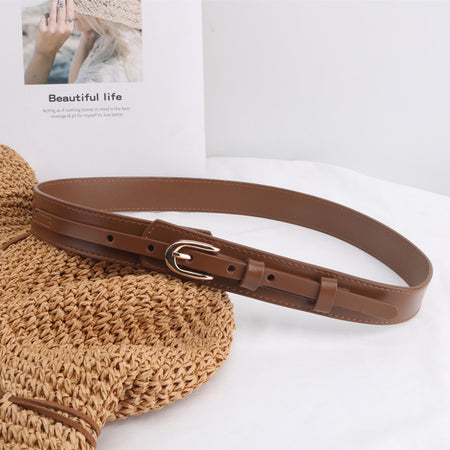 Jasper Statement Leather PU Belt - flat-lay shot of belt, tan - Miss Mosa By Akanksha