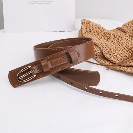 Jasper Statement Leather PU Belt - flat-lay shot of belt, tan - Miss Mosa By Akanksha