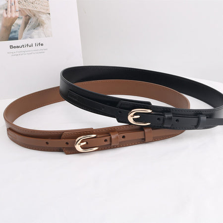 Jasper Statement Leather PU Belt - flat-lay shot of two belts, black and tan - Miss Mosa By Akanksha