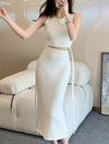 Jayleen Soft Knit Coord Set In White - XS
