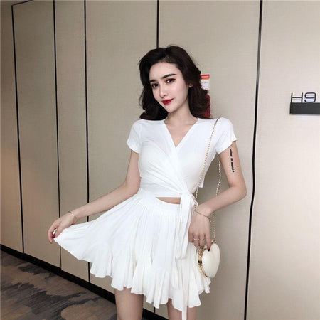 Jelena Coord Set - front shot on model, white - Miss Mosa By Akanksha