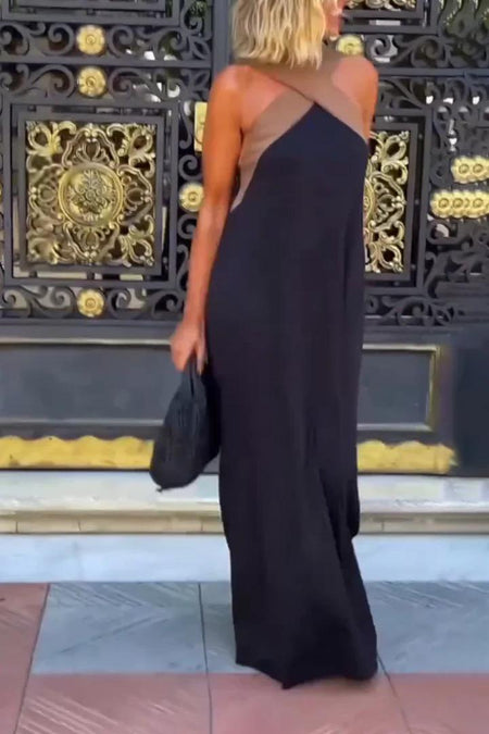 Jemini Summer Holiday Dress In Black - back shot on model outdoors - Miss Mosa By Akanksha