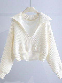 Jennifer Cropped Sweaters - front shot on hanger, white - Miss Mosa By Akanksha