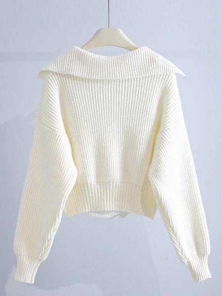 Jennifer Cropped Sweaters - back shot on hanger, white - Miss Mosa By Akanksha