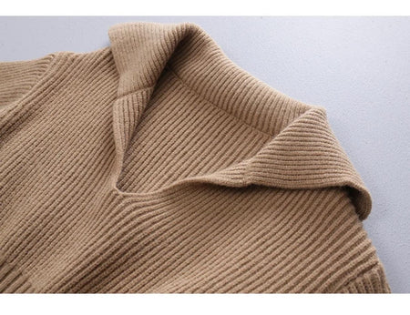 Jennifer Cropped Sweaters - close-up of collar, camel - Miss Mosa By Akanksha