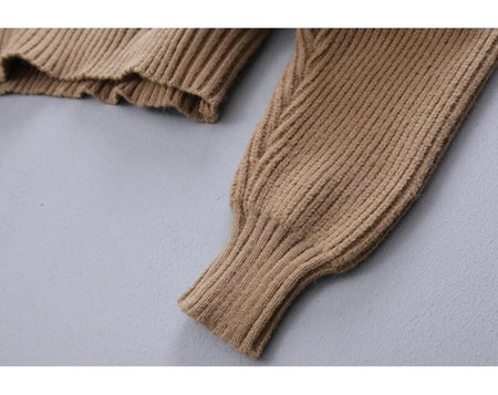 Jennifer Cropped Sweaters - close-up of cuff, camel - Miss Mosa By Akanksha