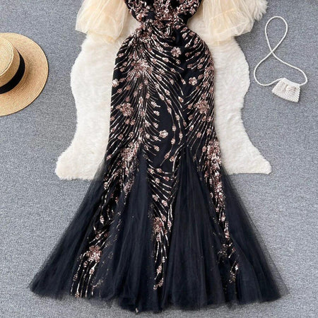 Jennifer Embellished Gown - styled flat-lay shot, black - Miss Mosa By Akanksha
