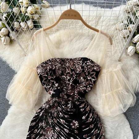 Jennifer Embellished Gown - close-up of bodice on hanger, black - Miss Mosa By Akanksha