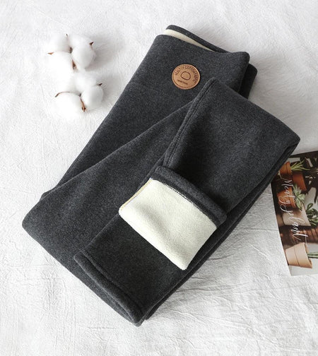 Jenny Slimming Premium Fleece Leggings - flat-lay product shot, grey - Miss Mosa By Akanksha
