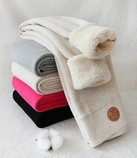 Jenny Slimming Premium Fleece Leggings - styled flat-lay shot, multicolour - Miss Mosa By Akanksha