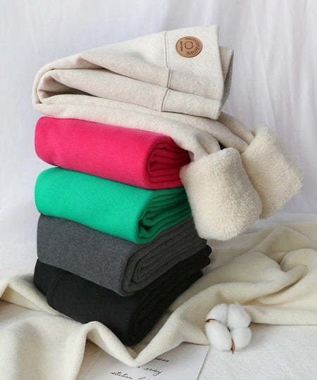 Jenny Slimming Premium Fleece Leggings - styled flat-lay shot, multicolour - Miss Mosa By Akanksha