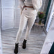 Jenny Slimming Premium Fleece Leggings - front shot on model, cream - Miss Mosa By Akanksha