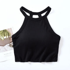 Jenny Tank Tops with Inbuilt Bra - flat-lay product shot, black - Miss Mosa By Akanksha