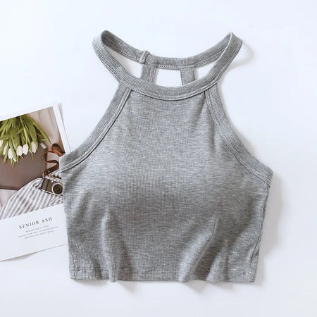 Jenny Tank Tops with Inbuilt Bra - flat-lay product shot, grey - Miss Mosa By Akanksha