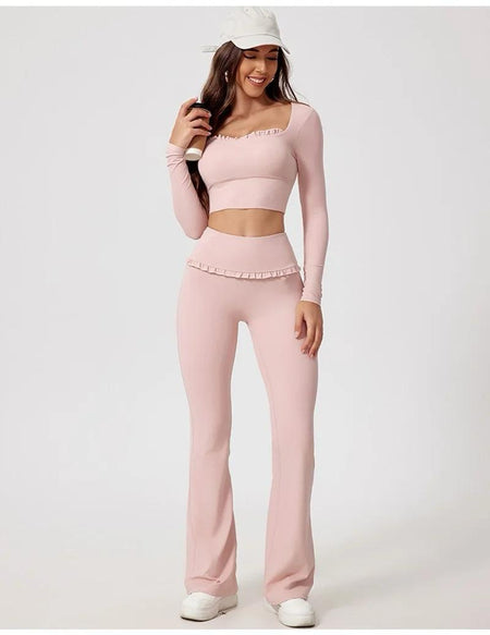 Jeny Premium Activewear Set - full-length front shot on model, pink - Miss Mosa By Akanksha