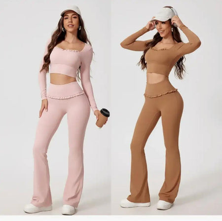 Jeny Premium Activewear Set - back shot on model upper body, off-white - Miss Mosa By Akanksha