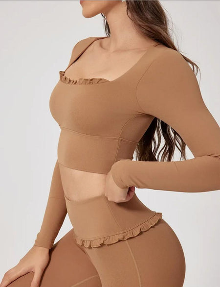 Jeny Premium Activewear Set - front shot on two models side by side, pink and tan - Miss Mosa By Akanksha