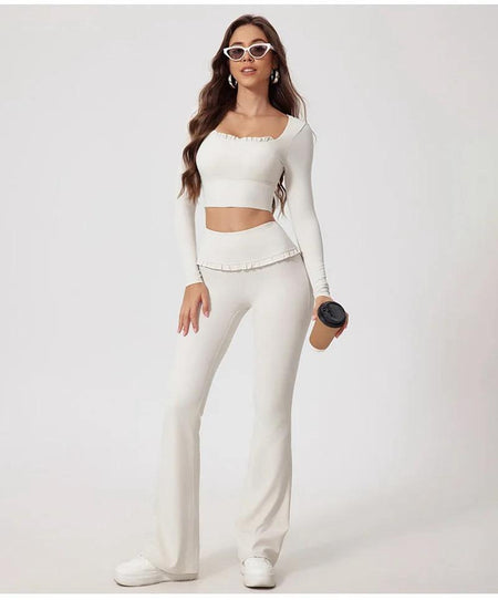 Jeny Premium Activewear Set - side shot on model, tan - Miss Mosa By Akanksha