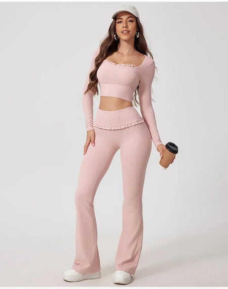 Jeny Premium Activewear Set - front shot on model, off-white - Miss Mosa By Akanksha