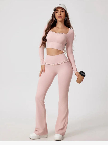 Jeny Premium Activewear Set - front shot on model lower body, off-white - Miss Mosa By Akanksha