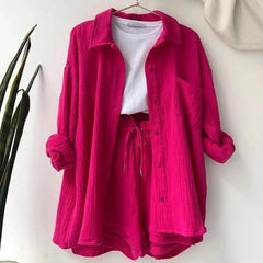 Jeremy Summer Two Piece Set - front shot on hanger, pink - Miss Mosa By Akanksha