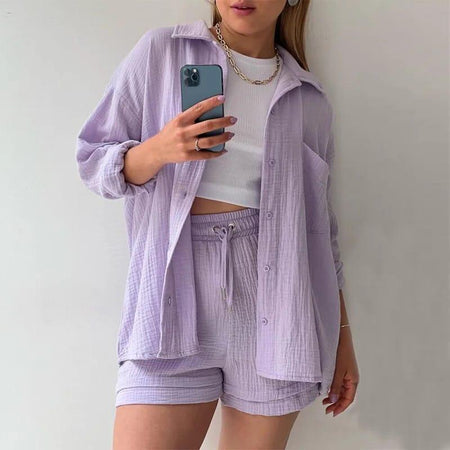 Jeremy Summer Two Piece Set - front shot on model, lilac - Miss Mosa By Akanksha