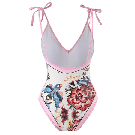 Jerry Blush Swimsuit with Sarong Skirt - flat-lay product shot, pink - Miss Mosa By Akanksha