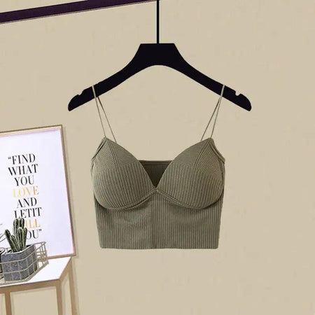Jerry Tank Tops with Inbuilt Bra - front shot on hanger, green - Miss Mosa By Akanksha