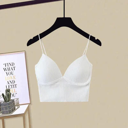 Jerry Tank Tops with Inbuilt Bra - front shot on hanger, white - Miss Mosa By Akanksha