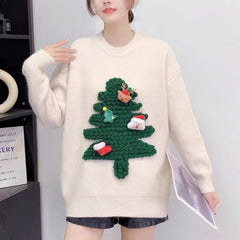 Jessie Cute Christmasy Sweater - front shot on model, cream - Miss Mosa By Akanksha