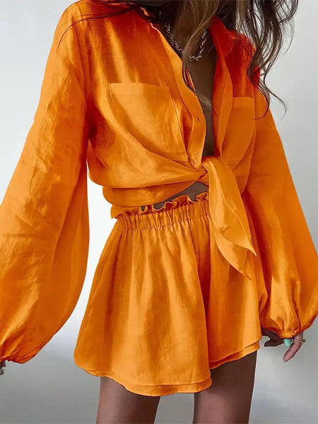 Jessie Summer Two Piece Set - back shot on model, orange - Miss Mosa By Akanksha