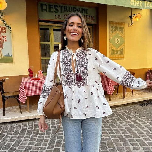 Joelle Printed Summer Top In White