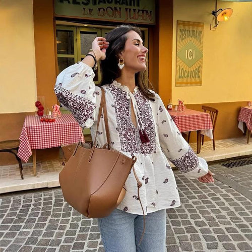 Joelle Printed Summer Top In White