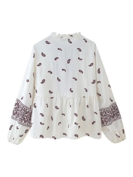 Joelle Printed Summer Top In White - back flat-lay product shot - Miss Mosa By Akanksha