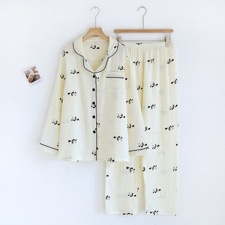 Jojo Panda Cotton Nightsuit - styled shot, cream with black panda print - Miss Mosa By Akanksha