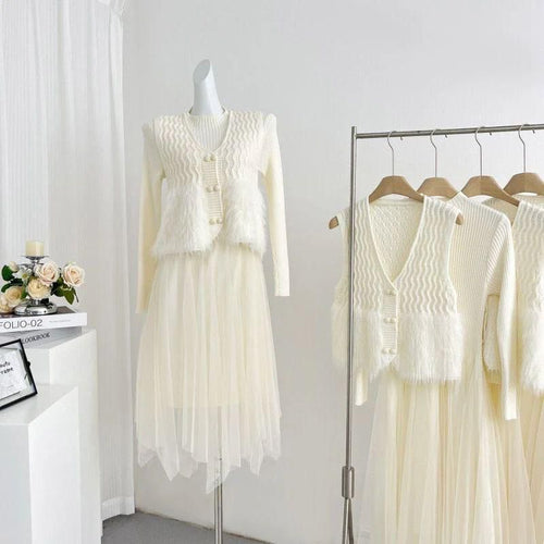 Jolie Luxe Dress with Fur Vest
