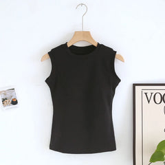 Joyce Tank Tops with Inbuilt Bra - hanging product shot, black - Miss Mosa By Akanksha