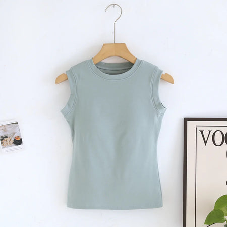 Joyce Tank Tops with Inbuilt Bra - hanging product shot, green - Miss Mosa By Akanksha
