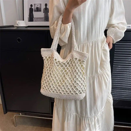 Judy Statement Bag - lifestyle shot on model, cream - Miss Mosa By Akanksha