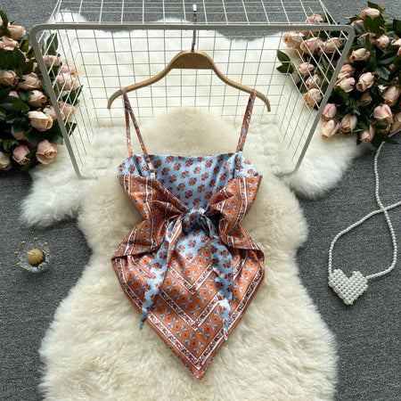 Julie Trending Statement Scarf Tops - front shot on hanger, multicolour - Miss Mosa By Akanksha