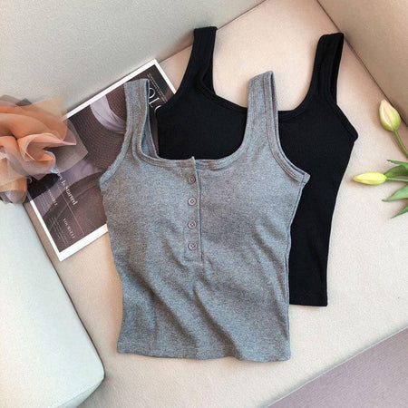Junia Statement Summer Top In Grey - front shot on model in two colours - Miss Mosa By Akanksha