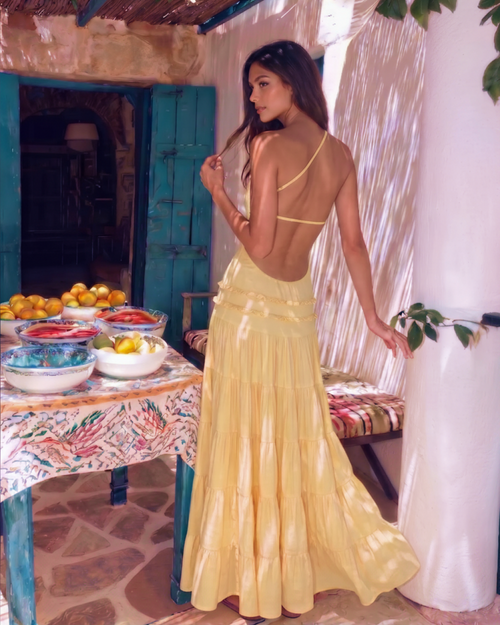 Justine Backless Layered Maxi Dress