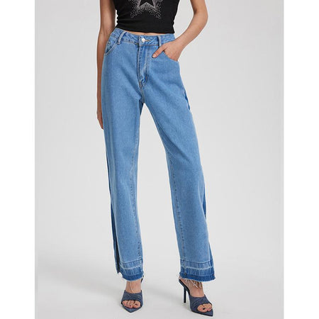 Kai Statement Denim Jeans In Blue - front shot on model - Miss Mosa By Akanksha