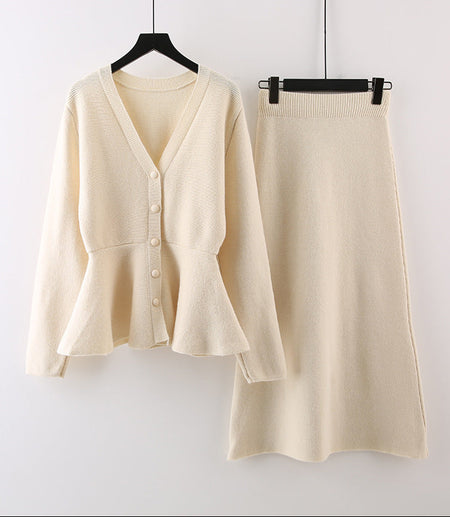Kaison Luxe Premium Winter Coord Set - flat-lay product shot, cream - Miss Mosa By Akanksha