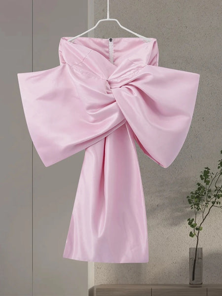 Kane Satin Offshoulder Blouse - front shot on hanger, pink - Miss Mosa By Akanksha