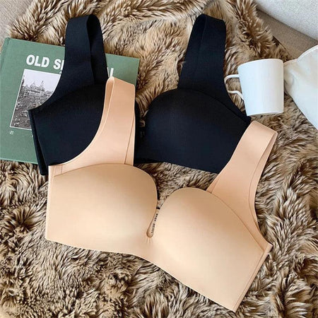 Kanette Seamless Pushup Bralettes In Black - flat-lay product shot - Miss Mosa By Akanksha