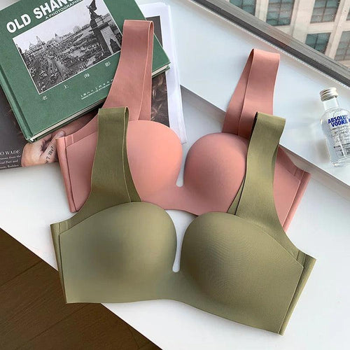 Kanette Seamless Pushup Bralettes In Peach