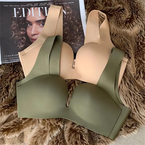 Kanette Seamless Pushup Bralettes In Olive Green