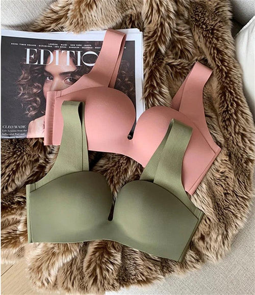 Kanette Seamless Pushup Bralettes In Peach