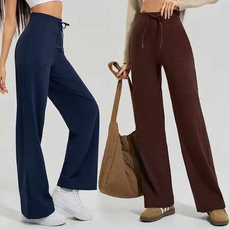 Karbi Statement Trouser Pants - front shot on two models, navy and brown - Miss Mosa By Akanksha